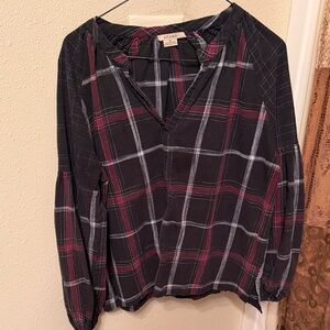 Black and Red Plaid Women's Top